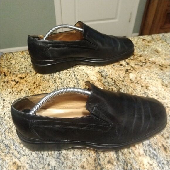 Bally Soft Italy Black Leather Slip-On Plain Toe Loafers Mens 8 - Picture 3 of 12